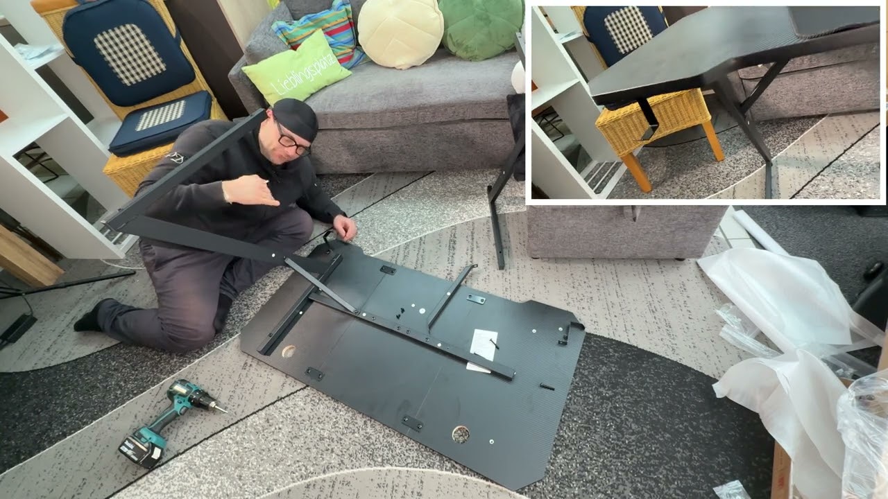 GTPLAYER LED Gaming Tisch, Gaming Schreibtisch, PC Tisch Gamer Tisch mit Steckdose Montageanleitung