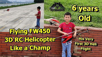 6 years old His First Ever 3D RC Helicopter Flight With Inverted Hover
