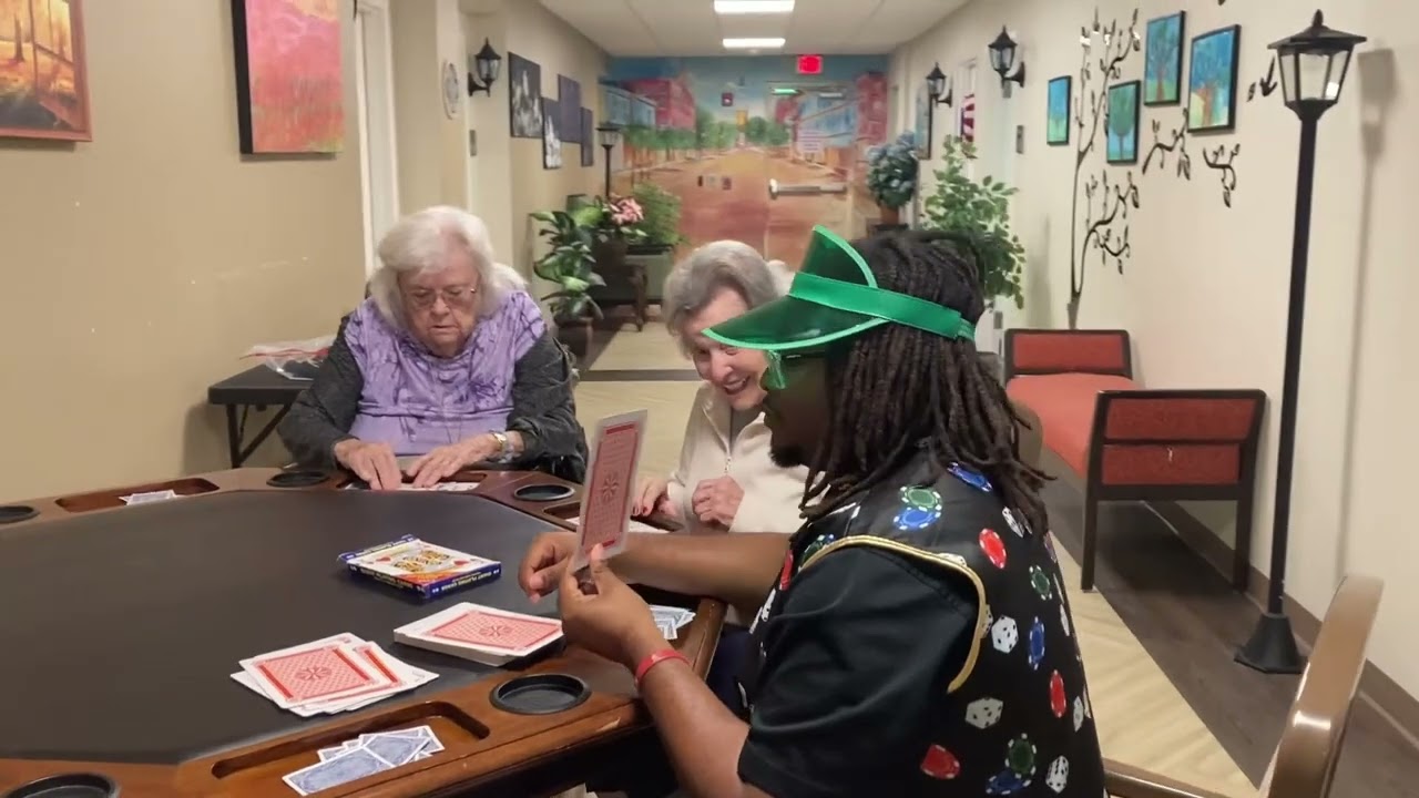 Lucky Dog With Our Transitional Memory Care Residents