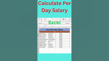 How to Calculate Per day Salary From Monthly Salary| One Day Ki Salary Kaise Nikale|#Shorts|#Excel