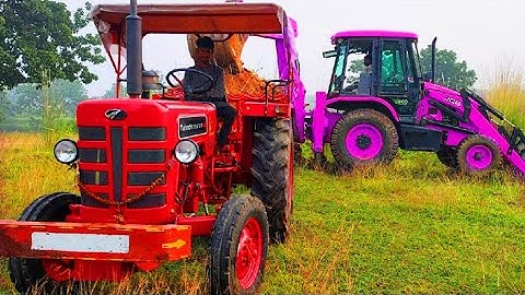 JCB 3dx Backhoe Loading Mud in Mahindra 475 JCB Miti khudai JCB Paipline work  #jcbvideo #farming