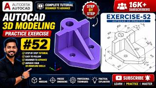 AutoCAD 3D Example Tutorial 52 | Complete Mechanical Component Drawing ! KHALID MAHMUD