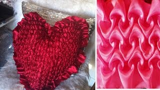Heart cushion with heart shaped Lattice smocking design