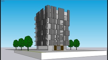 SKETCHUP BUILDING TUTORIAL | SIMPLE ICONIC EXTERIOR COMMERCIAL BUILDING