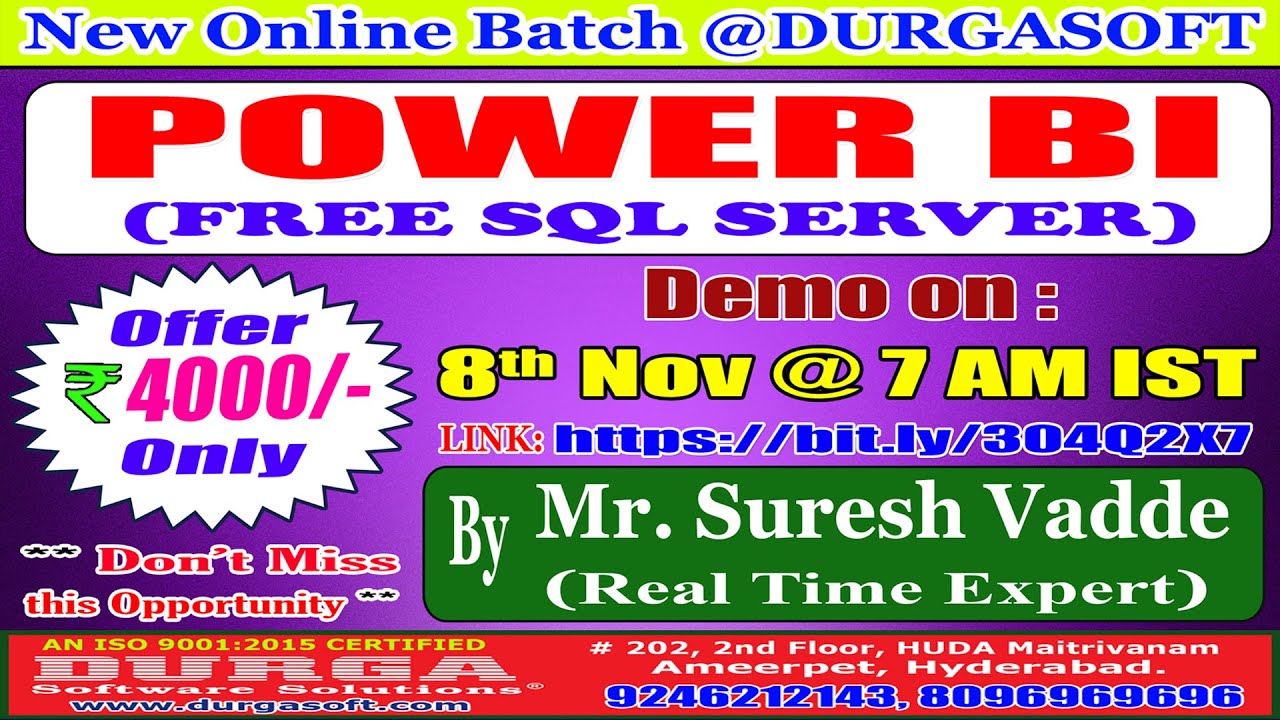 POWER BI (FREE SQL SERVER) Online Training @ DURGASOFT - YouTube