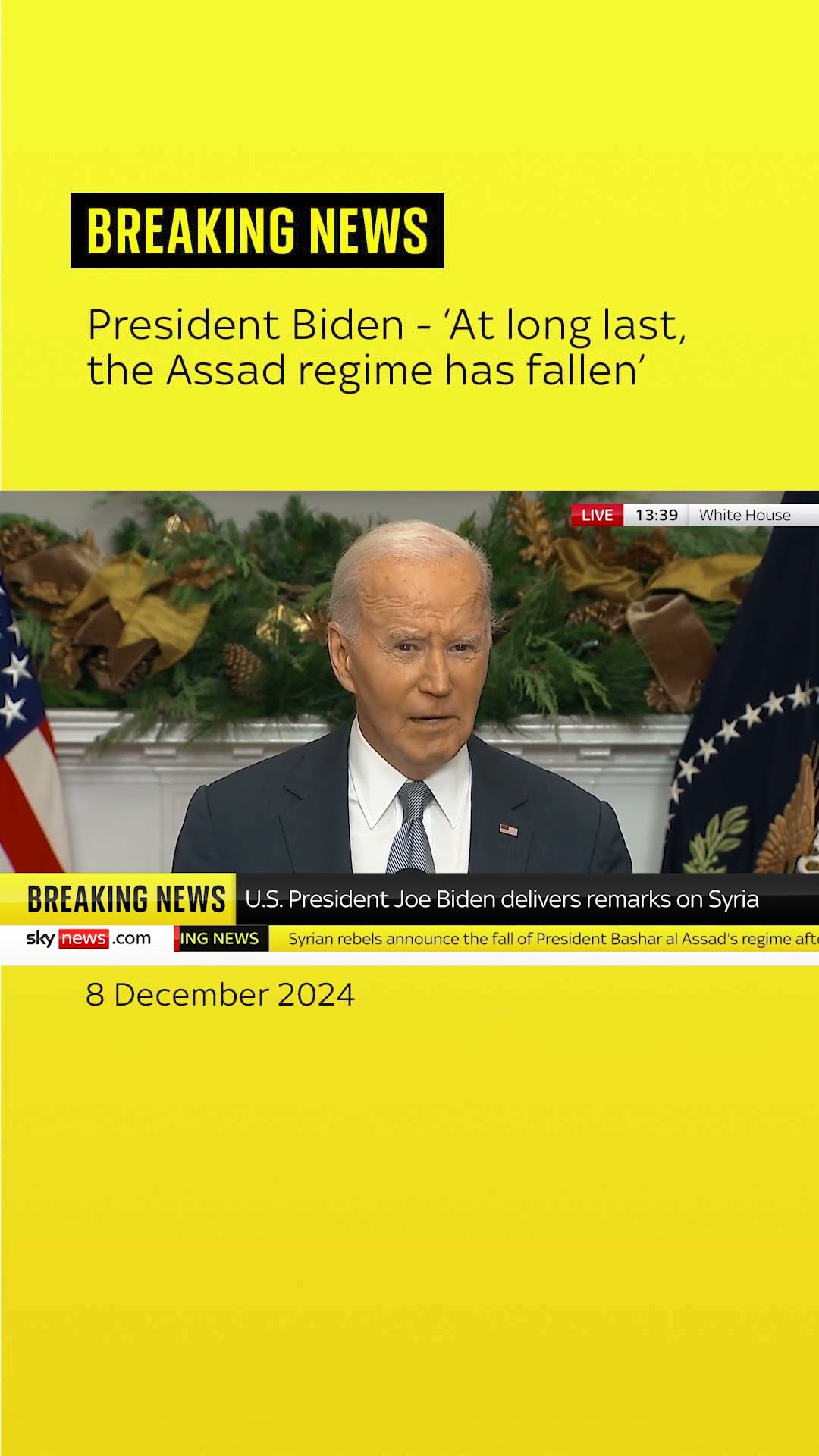 Biden - 'At long last the Assad regime has fallen'