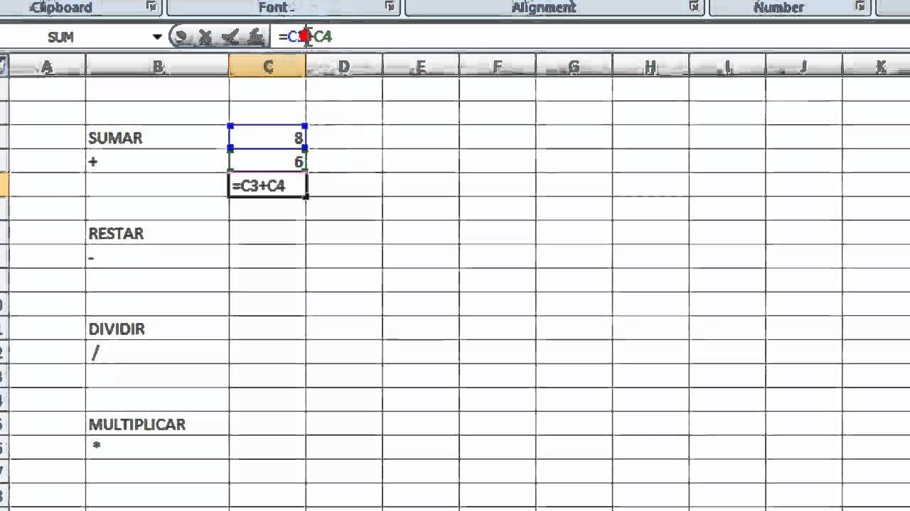 Excel Como Sumar Restar Multiplicar Y Dividir Youtube