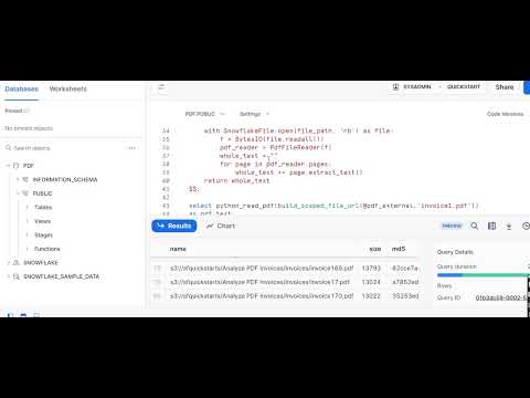 Pdf files reading and load in snowflake using UDF Part 1 Quickstart Practise Demo