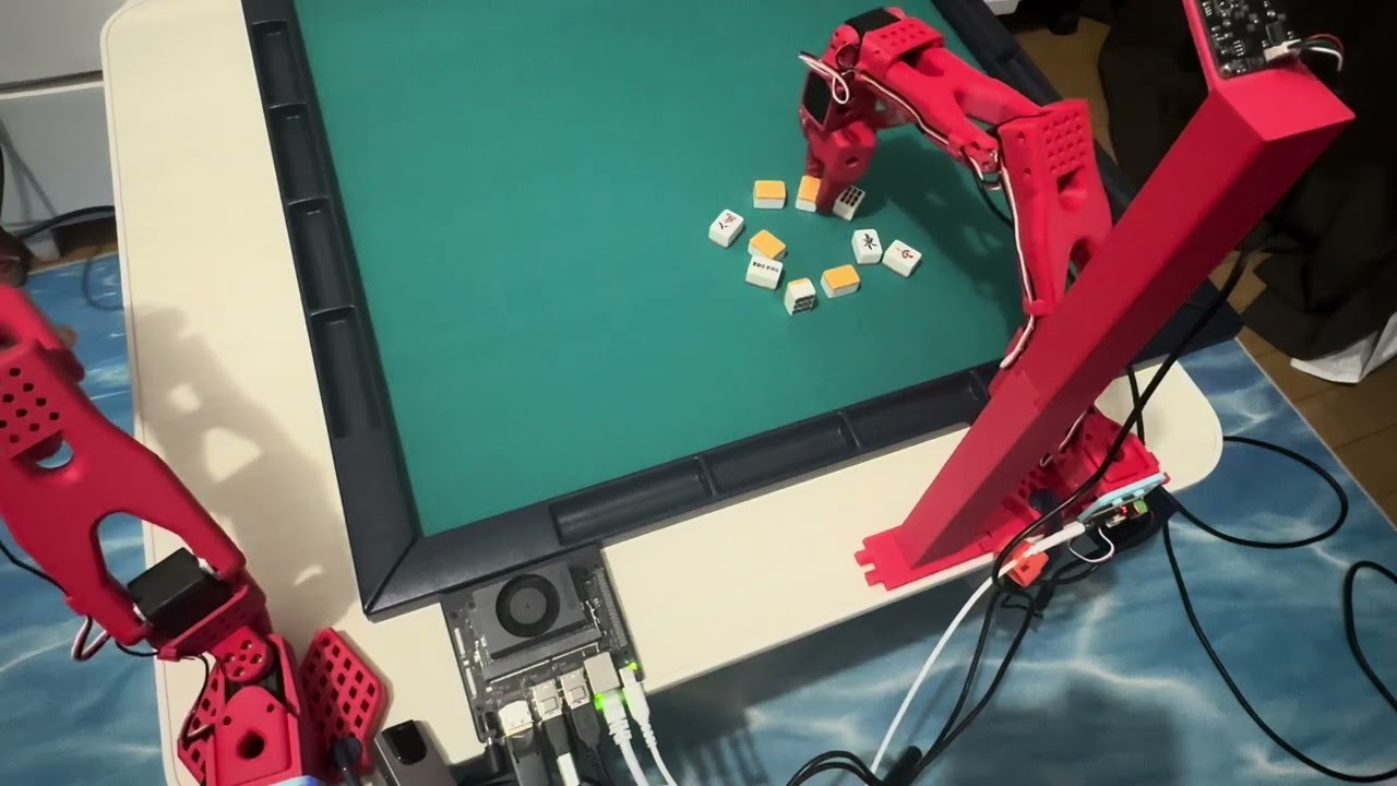 Physical AI】麻雀牌を切る動作をロボットアームに学習させてみた
