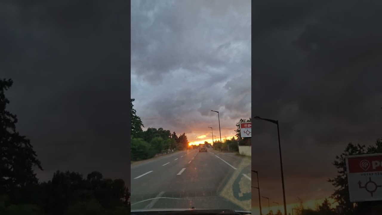 Road to hendaye in sunset with hosary 