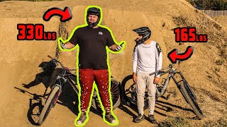 Can A 330lb Giant Man Jump A Bike Better Than A Normal Sized Person?
