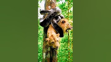 Python swallow a lion bite his neck 😭 #shorts #python #lion #animals #ytshorts #trending #viral