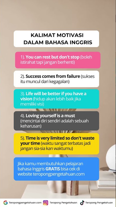 Kalimat motivasi yang bisa membuat kamu tambah semangat dalam bahasa Inggris. #english #motivasi