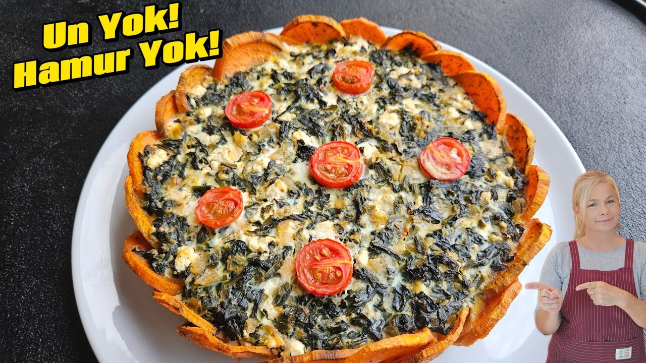 Unsuz, Hamursuz Ispanaklı Kiş Tarifi |Sadece 2 Patatesle Taban Hazır! 😍