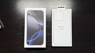 Apple iPhone 16 Pro Black Titanium Unboxing with Apple Clear MagSafe Case