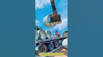 Excavator Mastery – Unloading Giant Concrete Pipes!