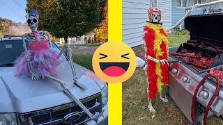 Details 🎃 Funny Yard Halloween Skeleton Displays That’ll Crack You Up! 2026 Part 1 | Adriana Minadi Update