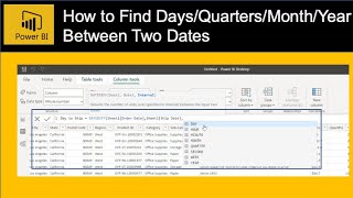 power bi date function datediff  - how to find the days or months or year between two dates