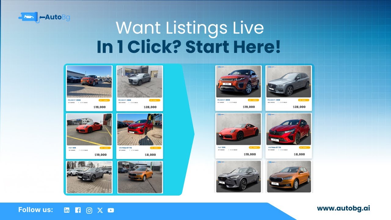 AutoBG – AI Car Background Remover & Photo Editing Tool for Dealers 🚗 | Automate Listings Fast