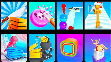 Slice it all,Soap Cutting,Stack Rider,Tall man run, Stack Colours,Tiny run,Smash Runner,Squeeze girl