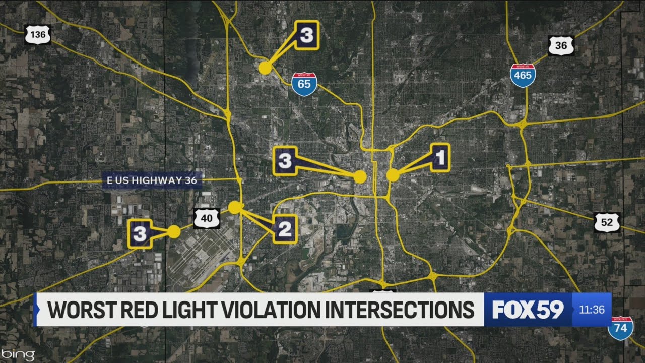 FOX59 Midday: Worst red light violation intersections - YouTube