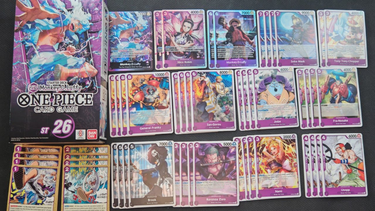 Purple Black Luffy Starter Deck ST26 Unboxing Review with Za Grand Cat, One  Piece TCG #onepiecetcg
