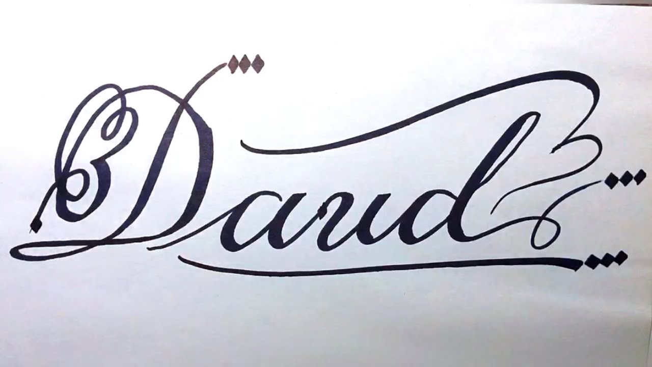 Daud Name Signature Calligraphy Status | How to Cursive write with cut ...