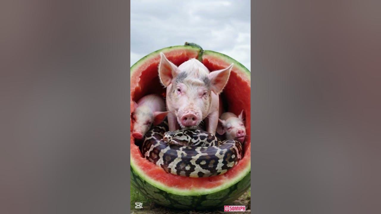 python sleeping in watermelon - YouTube