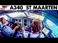 Fantastic Takeoff A340 from St Maarten | Cockpit Views