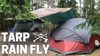 TARP RAIN FLY | How To Set Up A Tarp Canopy For Camping