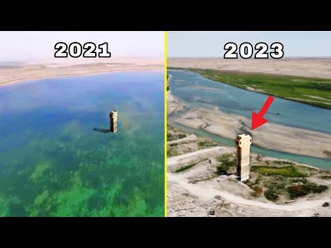 Euphrates river water Level comparison in the same spot 2021 vs 2023