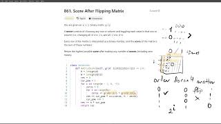 [May 13, 2024, LeetCode daily] 861. Score After Flipping Matrix - Python, solution explained