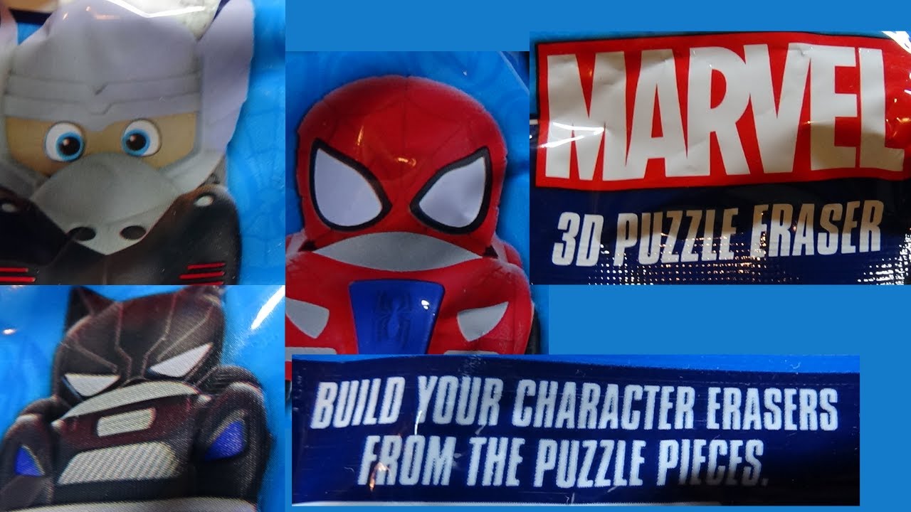 Marvel 3D puzzle eraser mystery bag opening. YouTube