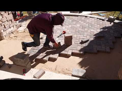 herringbone paver installation