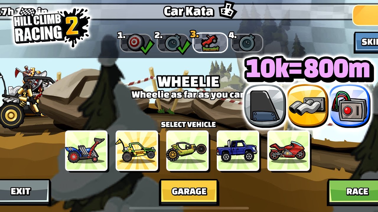 Hill Climb Racing 2 DUNE BUGGY Wheelie 10k 800m Wheelie in Mountain
