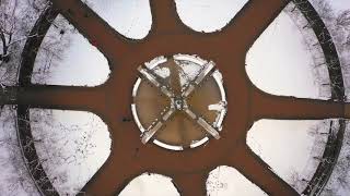 Purdue&#39;s fountain in the snow