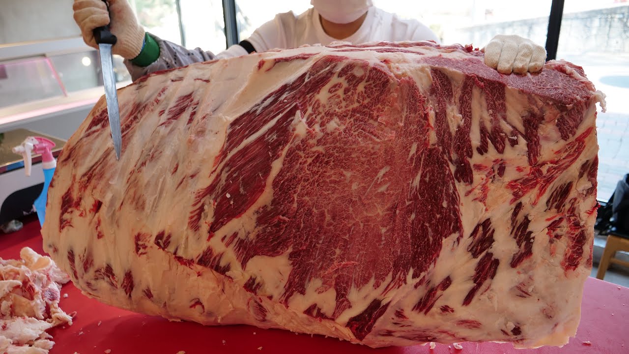  New Update  Amazing knife skills! Korean beef steak master