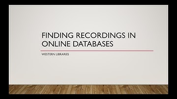 Finding Recordings in Online Databases
