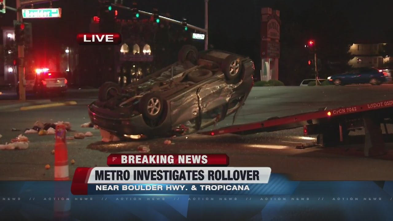 Car flipped over near Tropicana and Boulder Highway YouTube