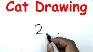 how to draw a cat cute with number 2 drawing with number