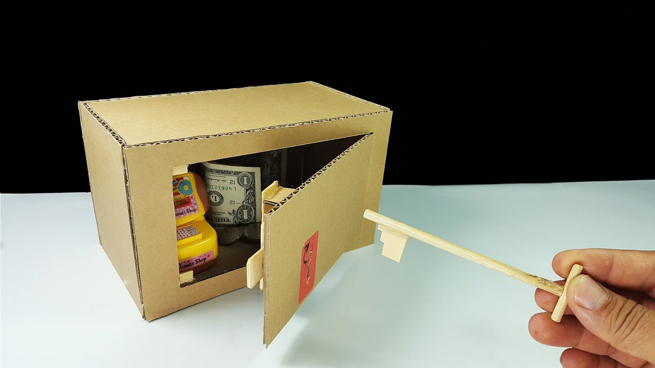 How to Make a Safe Key Locker from Cardboard safe box - YouTube
