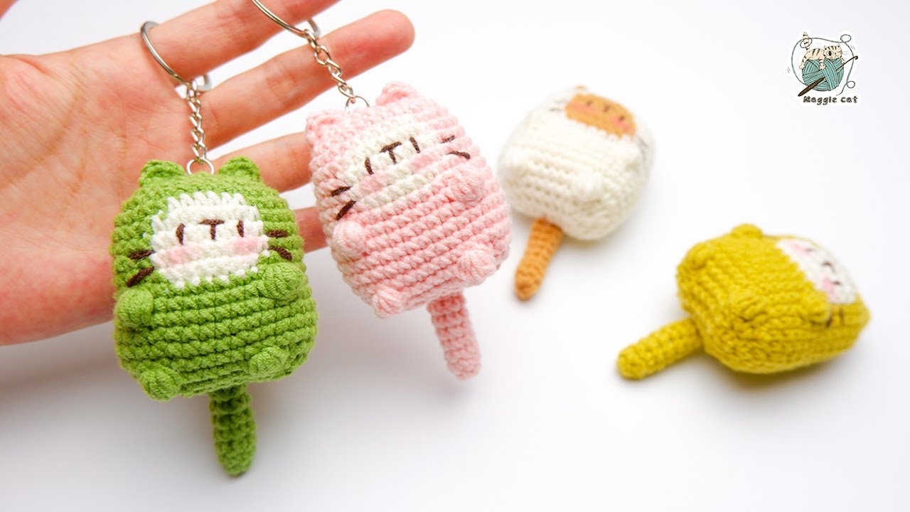 鉤針編織：可愛貓咪🐈餅玩偶，可做鑰匙鍊或香囊