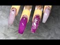 Purple Coffin Acrylic Nails