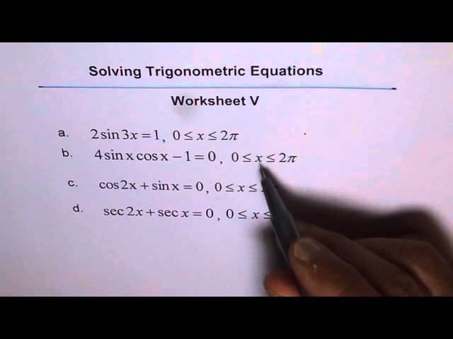 Trigonometric Equations Double Angles Worksheet 5 - YouTube trigonometric-equations-double-angles-worksheet-5-youtube