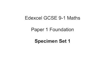 EdExcel GCSE 9-1 Maths Foundation Specimen Set 1 Paper 1