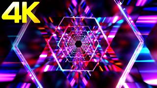 Futuristic Abstract Neon Hexagon Tunnel 4K Screensaver | Blue & Pink Hypnotic Visuals - Donivisuals