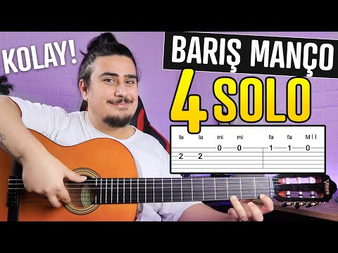 Gitara Yeni Başlayanlar İçin 4 Kolay Solo BARIŞ MANÇO Şarkısı (Tab Gitar Dersi)