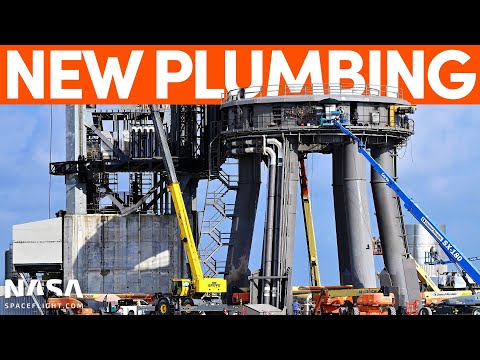 New Plumbing Added to the Orbital Launch Mount | SpaceX Boca Chica