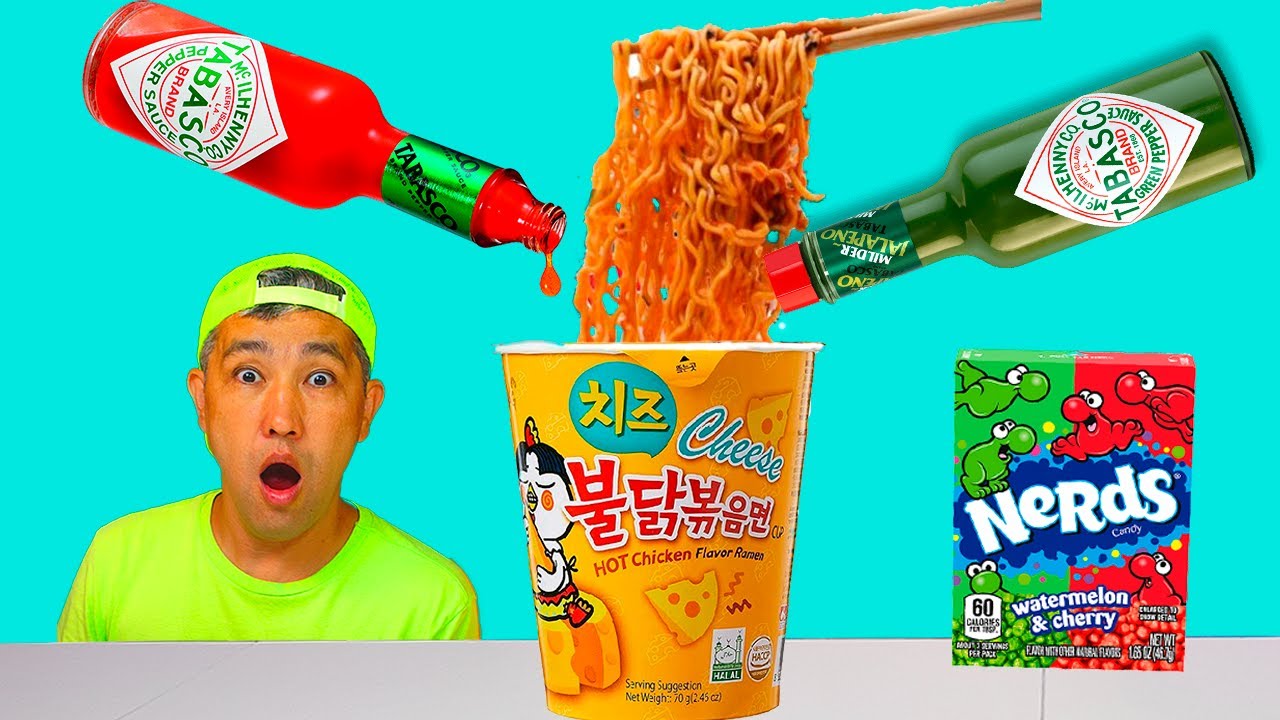 Tabasco in Spicy noodle mukbang 비빔국수 먹방의 타바스코 Hubaboom YouTube
