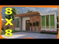 Casa de 8x8 metros de UN Piso con 2 Recamaras Fachadas de Casas Modernas